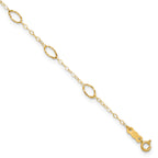 14k Textured Oval Shapes 9 inch Plus 1 inch Extender - Total 10 inch Anklet - Sophia Jewelers