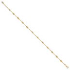14k Textured Rice Puff Beads 9 inch Plus 1 inch Extender - Total 10 inch Anklet - Sophia Jewelers