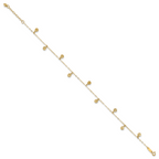 14k Hollow Dangle Circles 9 inch Plus 1 inch Extender - Total 10 inch Anklet - Sophia Jewelers