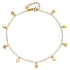 14k Hollow Dangle Circles 9 inch Plus 1 inch Extender - Total 10 inch Anklet - Sophia Jewelers