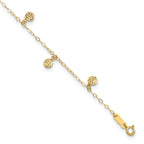 14k Hollow Dangle Circles 9 inch Plus 1 inch Extender - Total 10 inch Anklet - Sophia Jewelers