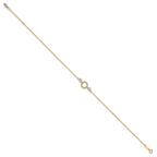 14k Two-tone Circle and Diamond-cut Beads 9 inch Plus 1 inch Bead Dangle Extender - Total 10 inch An - Sophia Jewelers