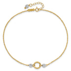 14k Two-tone Circle and Diamond-cut Beads 9 inch Plus 1 inch Bead Dangle Extender - Total 10 inch An - Sophia Jewelers