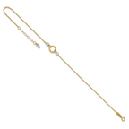 14k Two-tone Circle and Diamond-cut Beads 9 inch Plus 1 inch Bead Dangle Extender - Total 10 inch An - Sophia Jewelers