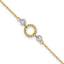 14k Two-tone Circle and Diamond-cut Beads 9 inch Plus 1 inch Bead Dangle Extender - Total 10 inch An - Sophia Jewelers
