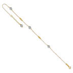14k Two-tone Textured and Mirror Beads 5-Station 9 inch Plus 1 inch Bead Dangle Extender - Total 10 - Sophia Jewelers