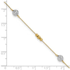 14k Two-tone Textured and Mirror Beads 5-Station 9 inch Plus 1 inch Bead Dangle Extender - Total 10 - Sophia Jewelers