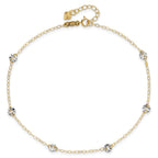 14K Two-tone Chain and Wavy Circles 6-Station 9 inch Plus 1 inch Extender - Total 10 inch Anklet - Sophia Jewelers