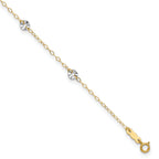 14K Two-tone Chain and Wavy Circles 6-Station 9 inch Plus 1 inch Extender - Total 10 inch Anklet - Sophia Jewelers