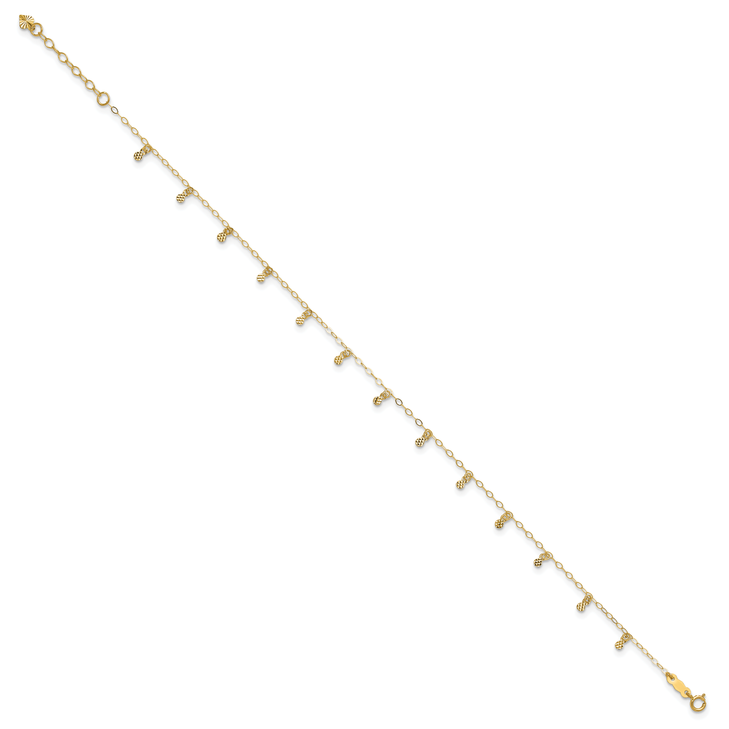 14K Cable Chain with Diamond Cut Dots 9 inch Plus 1 inch Extender - Total 10 inch Anklet Secondary image