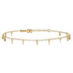 14K Cable Chain with Diamond Cut Dots 9 inch Plus 1 inch Extender - Total 10 inch Anklet - Sophia Jewelers