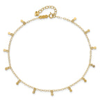 14K Cable Chain with Diamond Cut Dots 9 inch Plus 1 inch Extender - Total 10 inch Anklet - Sophia Jewelers