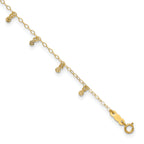 14K Cable Chain with Diamond Cut Dots 9 inch Plus 1 inch Extender - Total 10 inch Anklet - Sophia Jewelers