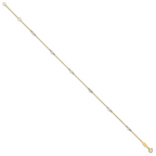 14k Two-tone Bezel-set CZ 6-Station 9 inch Plus 1 inch Extender - Total 10 inch Anklet - Sophia Jewelers