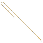 14k Two-tone Bezel-set CZ 6-Station 9 inch Plus 1 inch Extender - Total 10 inch Anklet - Sophia Jewelers