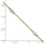 14k Two-tone Bezel-set CZ 6-Station 9 inch Plus 1 inch Extender - Total 10 inch Anklet - Sophia Jewelers
