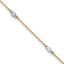 14k Two-tone Bezel-set CZ 6-Station 9 inch Plus 1 inch Extender - Total 10 inch Anklet - Sophia Jewelers