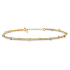 14K Two-tone 2-Strand Chain with Mirror Beads 9 inch Plus 1 inch Extender - Total 10 inch Anklet - Sophia Jewelers