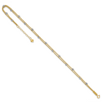 14K Two-tone 2-Strand Chain with Mirror Beads 9 inch Plus 1 inch Extender - Total 10 inch Anklet - Sophia Jewelers