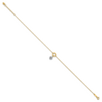 14K Two-tone Circle with Diamond-cut Puffed Heart Dangle 9 inch Plus 1 inch Extender - Total 10 inch - Sophia Jewelers