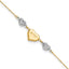 14K Two-tone Diamond-cut and LOVE Puffed Heart 9 inch Plus 1 inch Extender - Total 10 inch Anklet - Sophia Jewelers
