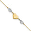 14K Two-tone Diamond-cut and MOM Puffed Heart 9 inch Plus 1 inch Extender - Total 10 inch Anklet - Sophia Jewelers