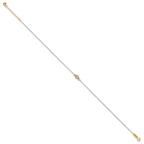 14K Two-tone Chain and Diamond-cut Beads 9 inch Plus 1 inch Extender - Total 10 inch Anklet - Sophia Jewelers