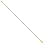 14K Two-tone Chain with Mirror Beads 9 inch Plus 1 inch Extender - Total 10 inch Anklet - Sophia Jewelers
