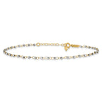 14K Two-tone Chain with Mirror Beads 9 inch Plus 1 inch Extender - Total 10 inch Anklet - Sophia Jewelers
