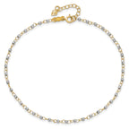14K Two-tone Chain with Mirror Beads 9 inch Plus 1 inch Extender - Total 10 inch Anklet - Sophia Jewelers