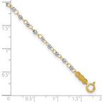 14K Two-tone Chain with Mirror Beads 9 inch Plus 1 inch Extender - Total 10 inch Anklet - Sophia Jewelers
