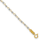 14K Two-tone Chain with Mirror Beads 9 inch Plus 1 inch Extender - Total 10 inch Anklet - Sophia Jewelers