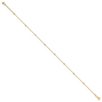 14K Two-tone Ropa Chain Mirror Beads 7-Station 9 inch Plus 1 inch Extender - Total 10 inch Anklet - Sophia Jewelers