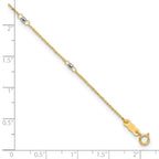 14K Two-tone Ropa Chain Mirror Beads 7-Station 9 inch Plus 1 inch Extender - Total 10 inch Anklet - Sophia Jewelers