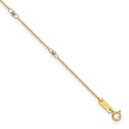 14K Two-tone Ropa Chain Mirror Beads 7-Station 9 inch Plus 1 inch Extender - Total 10 inch Anklet - Sophia Jewelers