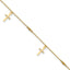 14k Diamond-cut 3 Cross Dangles and Beads 9 inch Plus 1 inch Extender - Total 10 inch Anklet - Sophia Jewelers