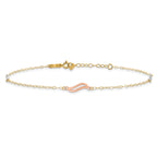 14K Tri-color Open Wavy Links 3-Station 9 inch Plus 1 inch Extender - Total 10 inch Anklet - Sophia Jewelers