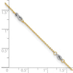 14K Two-tone Fancy Twist 5-Station 9 inch Plus 1 inch Extender - Total 10 inch Anklet - Sophia Jewelers