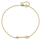 14K Polished Arrow 10 inch Plus 1 inch Extender - Total 11 inch Anklet - Sophia Jewelers