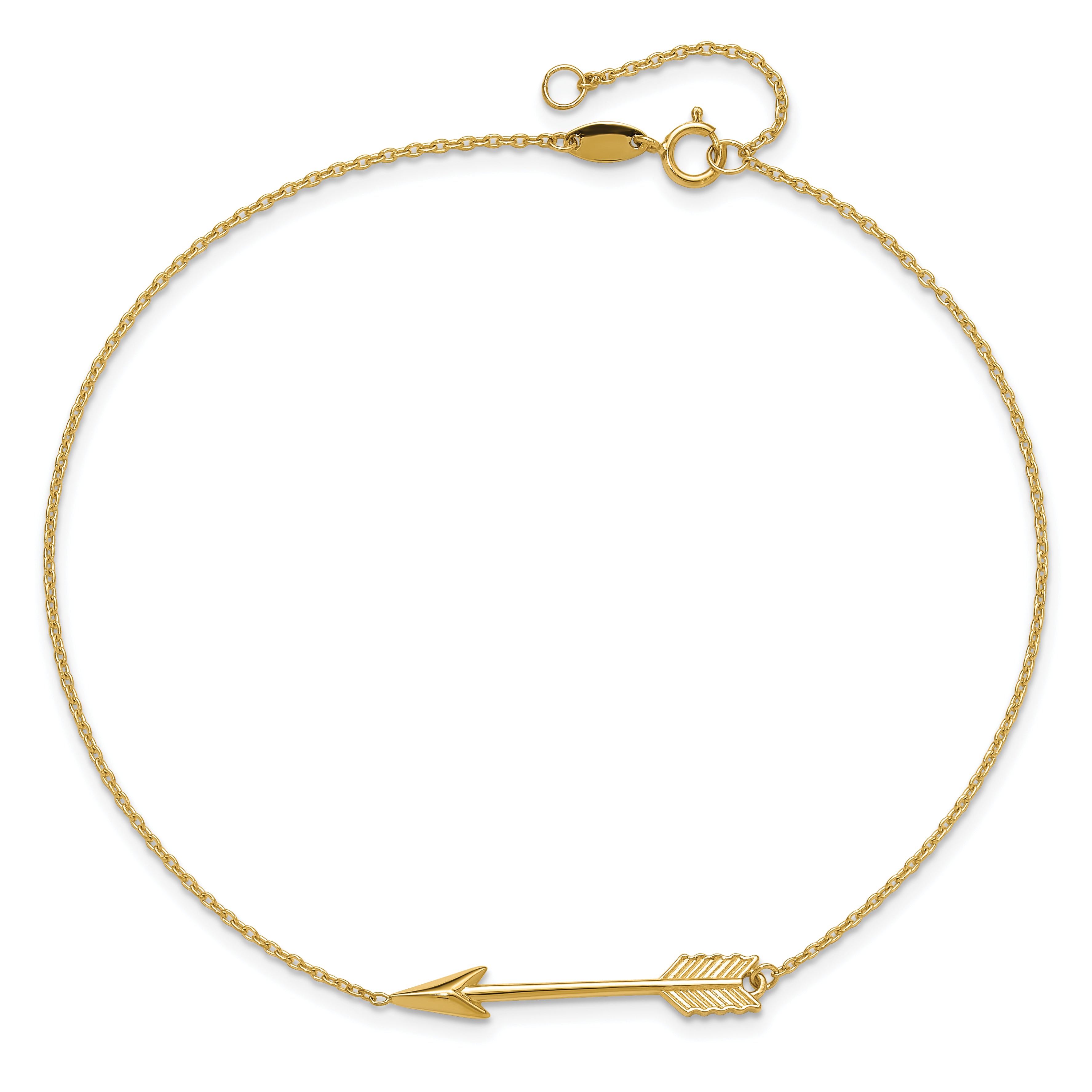 14K Polished Arrow 10 inch Plus 1 inch Extender - Total 11 inch Anklet - Sophia Jewelers