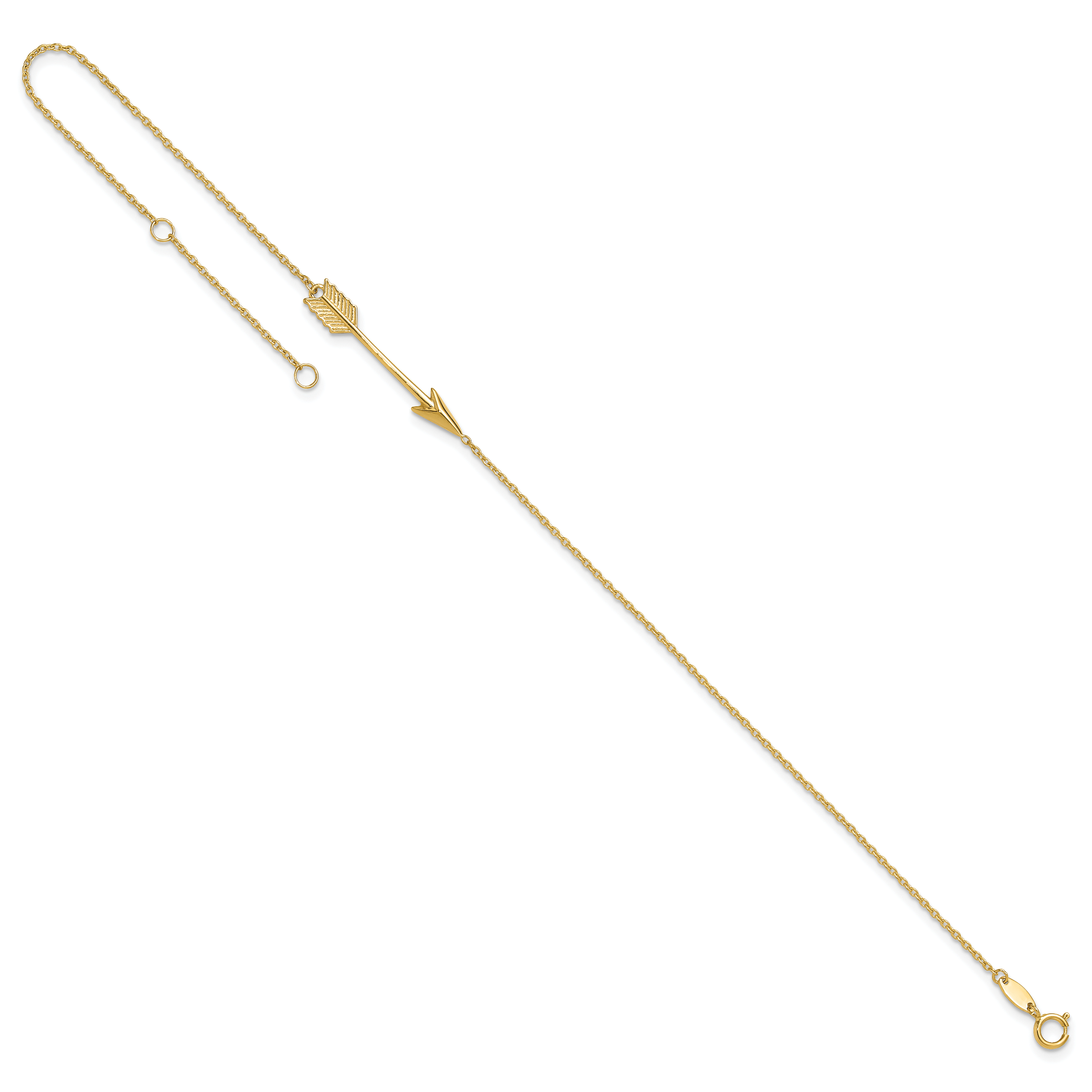 14K Polished Arrow 10 inch Plus 1 inch Extender - Total 11 inch Anklet - Sophia Jewelers