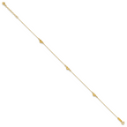 14k Polished Diamond-cut Triple Puffed Hearts 10 inch Plus 1 inch Extender - Total 11 inch Anklet - Sophia Jewelers