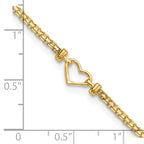 14k Polished Open Heart and Bismark Chain 9 inch Anklet - Sophia Jewelers