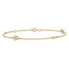 14k Polished Double Hearts and Infinity 9 inch Plus 1 inch Extender - Total 10 inch Anklet - Sophia Jewelers