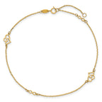 14k Polished Double Hearts and Infinity 9 inch Plus 1 inch Extender - Total 10 inch Anklet - Sophia Jewelers