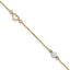 14k Tri-color Polished Hearts and Circles 9 inch Plus 1 inch Extender - Total 10 inch Anklet - Sophia Jewelers