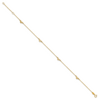 14k Polished Bows 4-station 9 inch Plus 1 inch Extender - Total 10 inch Anklet - Sophia Jewelers