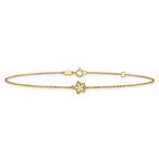 14K Polished Mother of Pearl Flower 9 inch Plus 1 inch Extender - Total 10 inch Anklet - Sophia Jewelers