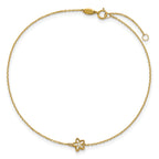 14K Polished Mother of Pearl Flower 9 inch Plus 1 inch Extender - Total 10 inch Anklet - Sophia Jewelers