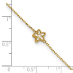 14K Polished Mother of Pearl Flower 9 inch Plus 1 inch Extender - Total 10 inch Anklet - Sophia Jewelers
